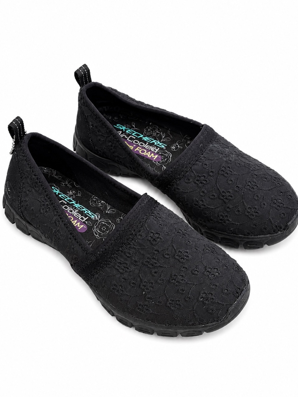 Skechers Lace Loafers 6.5M Black Memory Foam Slip On Shoes NWOT - Picture 2 of 4
